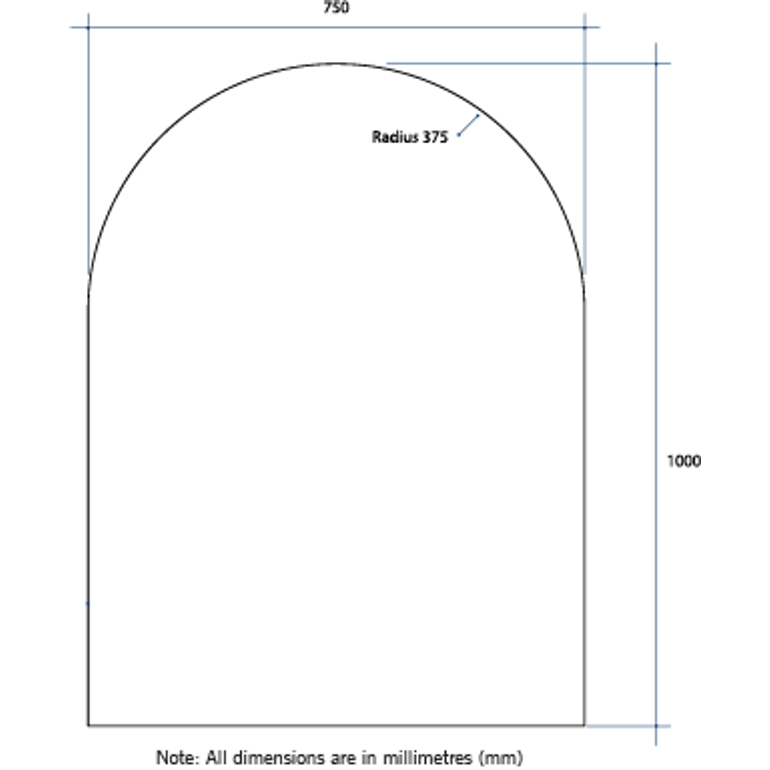 Thermogroup Aspen Polished Edge Arch Mirror 750x1000mm - Glue-to-Wall