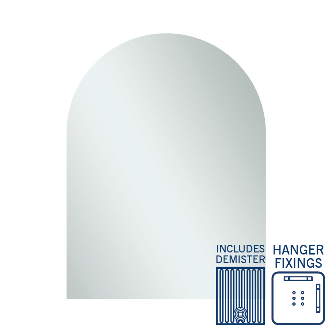 Thermogroup Aspen Polished Edge Arch Mirror 750X1000Mm - Hangers And Demister