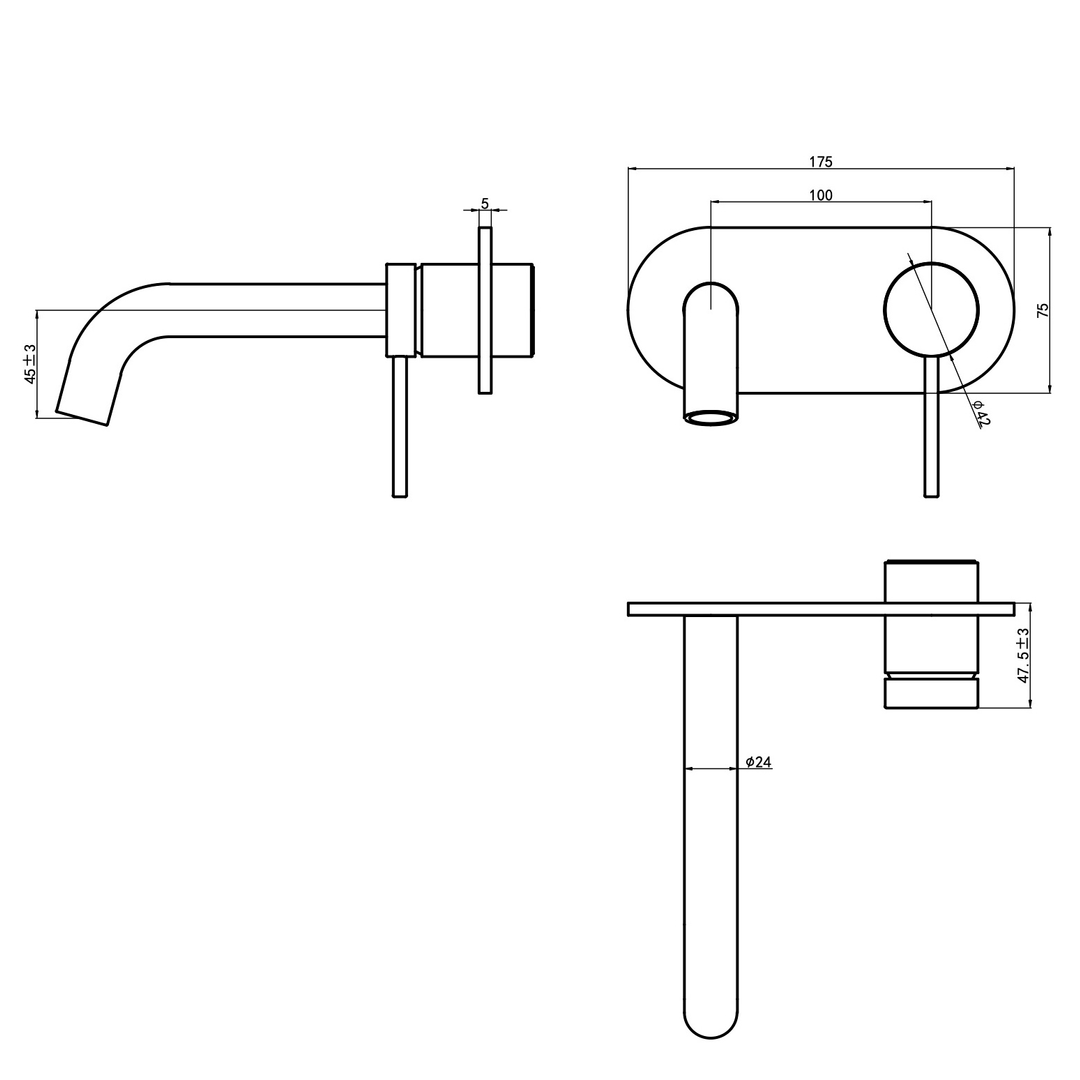 Aspire Air Wall Mixer With Spout And Plate - Chrome