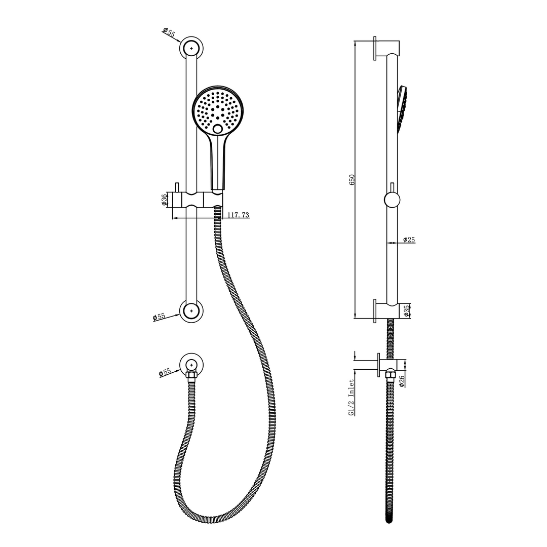 Aspire Air Rail Shower - Brushed Nickel