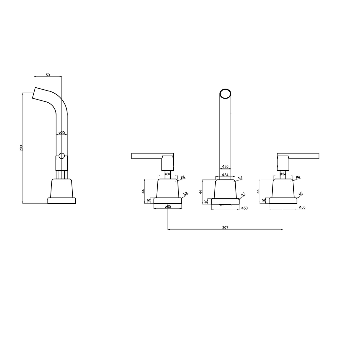 Aspire Air Lever Handle 3 Piece Basin/Bath Set - Chrome