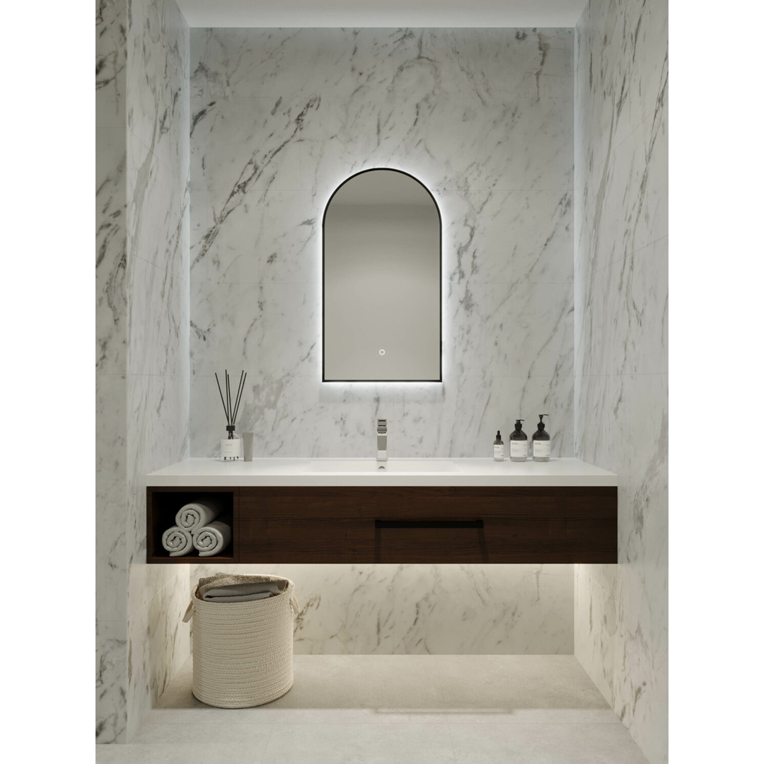 A Series Arch Backlit Remer Mirror - Manhattan Black Frame