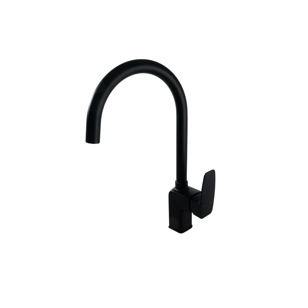 Aspire Midnight Gooseneck Sink Mixer Swivel - Matte Black