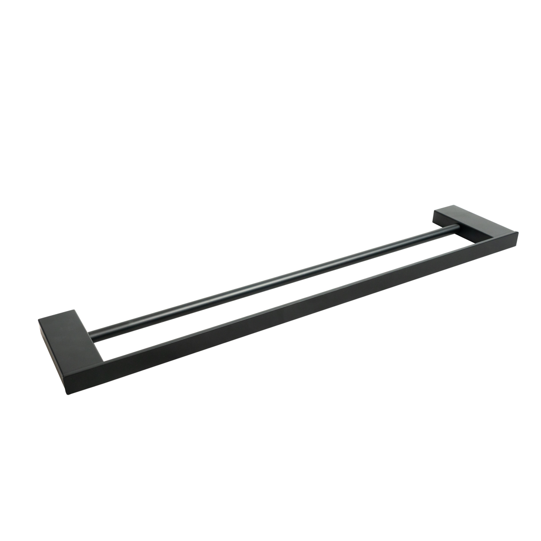 Aspire Midnight 600Mm Double Towel Rail - Matte Black