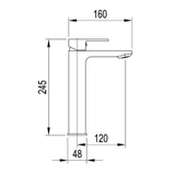 Streamline Axus Extended Height Basin Mixer Matte Black