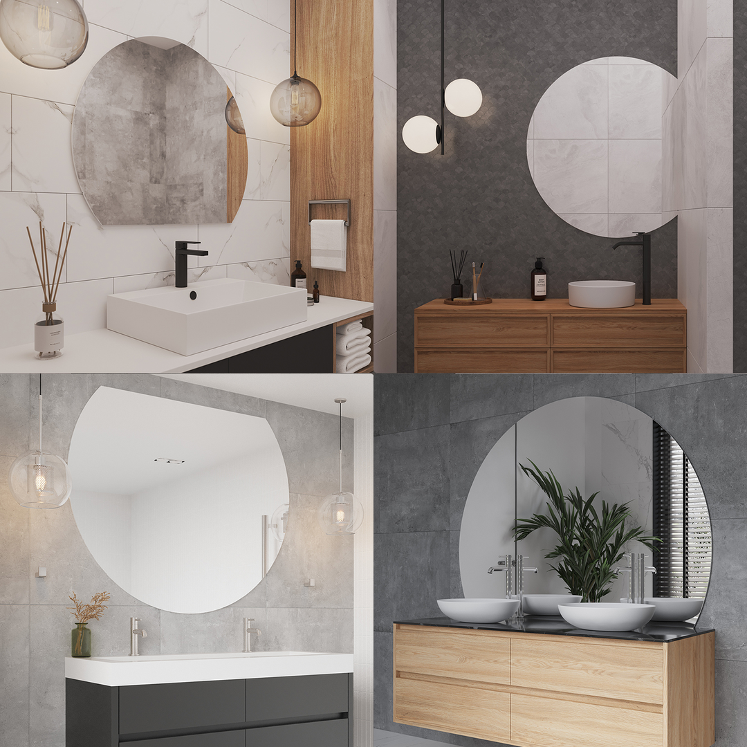 Thermogroup Hamilton D Shaped Polished Edge Mirror 1200x900mm - Glue to Wall and Demister