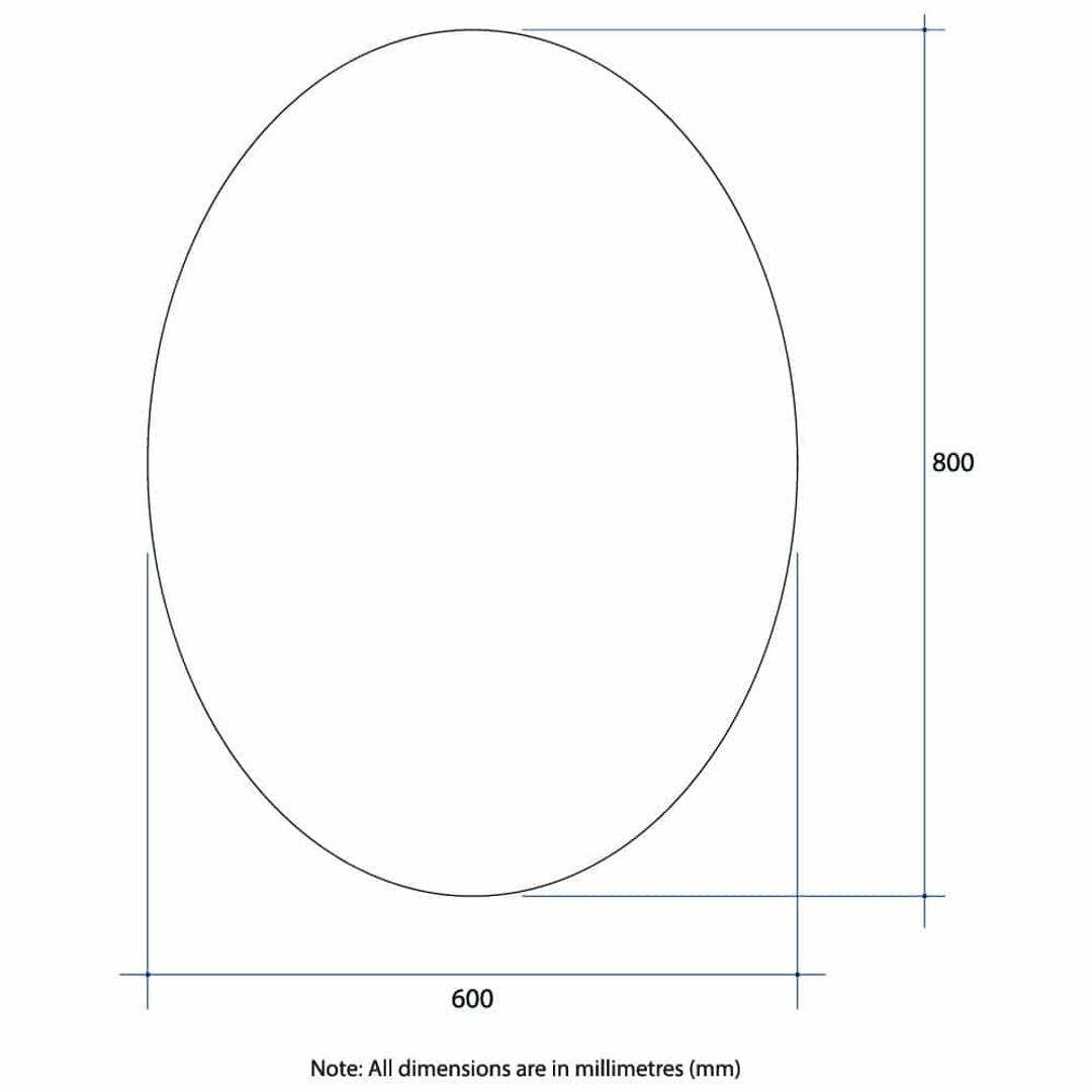 Thermogroup Cody Polished Edge Oval Mirror 600x800mm - Glue-to-Wall and Demister