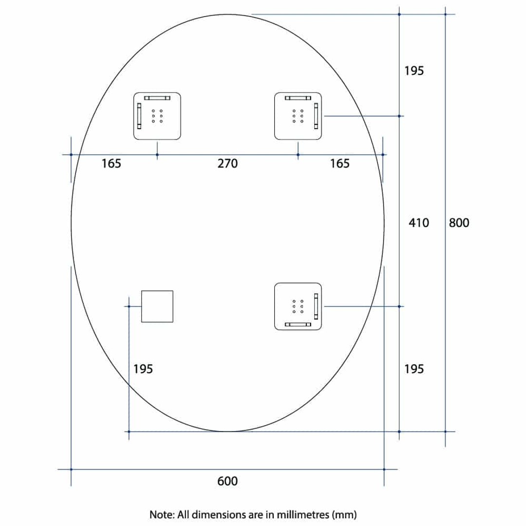 Thermogroup Cody Polished Edge Oval Mirror 600x800mm - Wth Hangers
