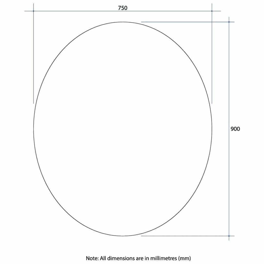 Thermogroup Cody Polished Edge Oval Mirror 900x750mm - Glue-to-Wall and Demister