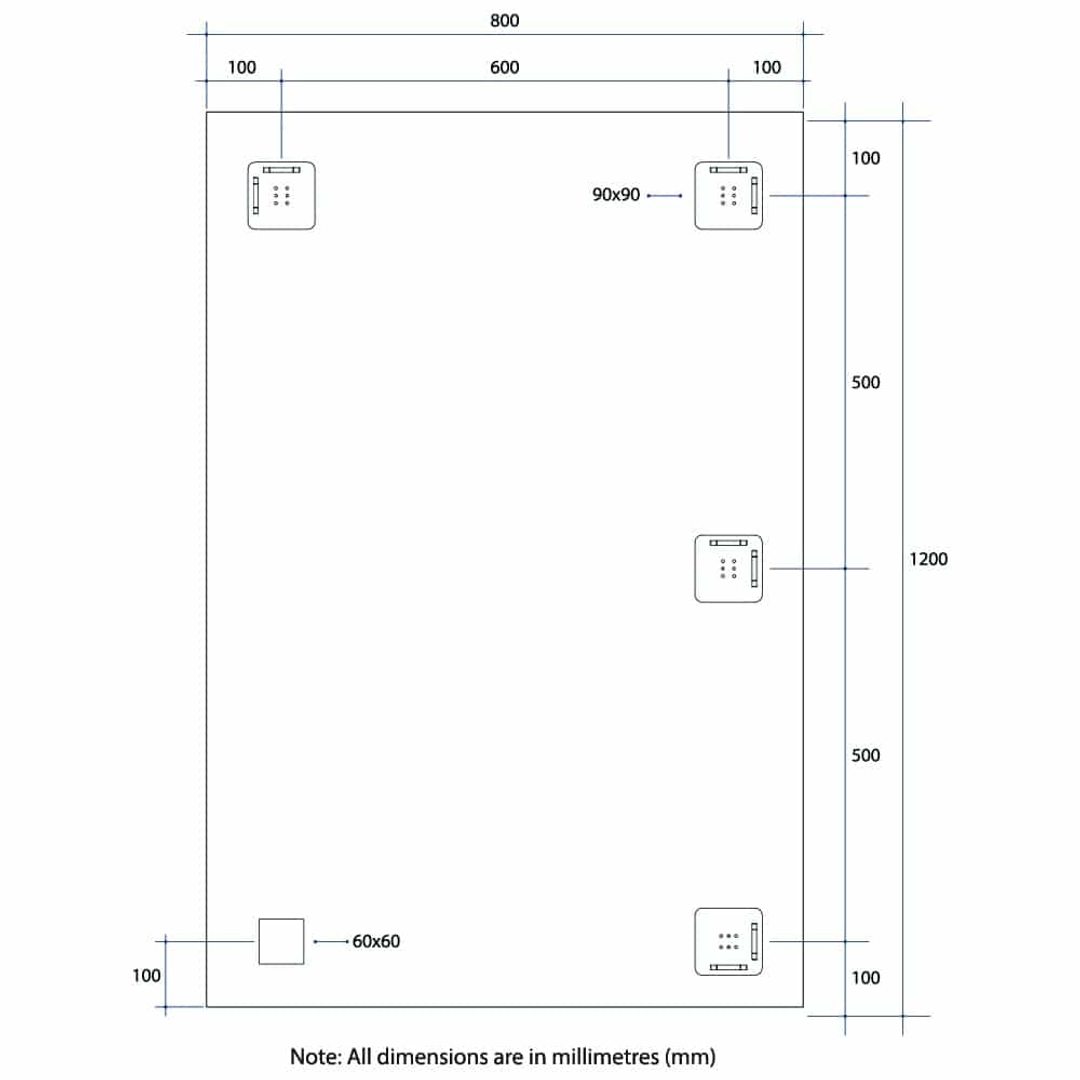 Thermogroup Montana Rectangle 25mm Bevel Edge Mirror 1200x800mm - With Hangers and Demister