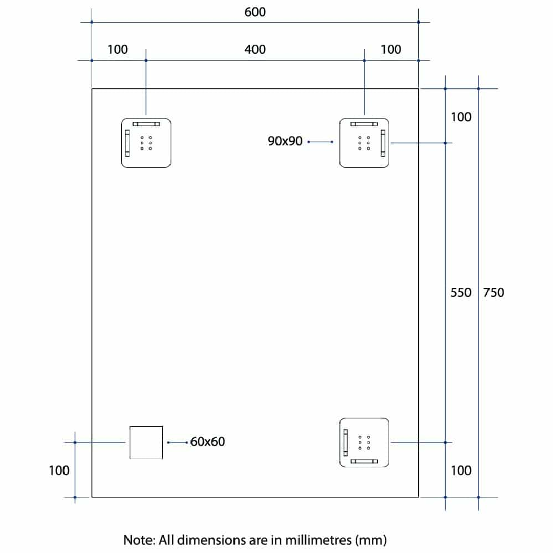 Thermogroup Montana Rectangle 25mm Bevel Edge Mirror 600x750mm - With Hangers and Demister