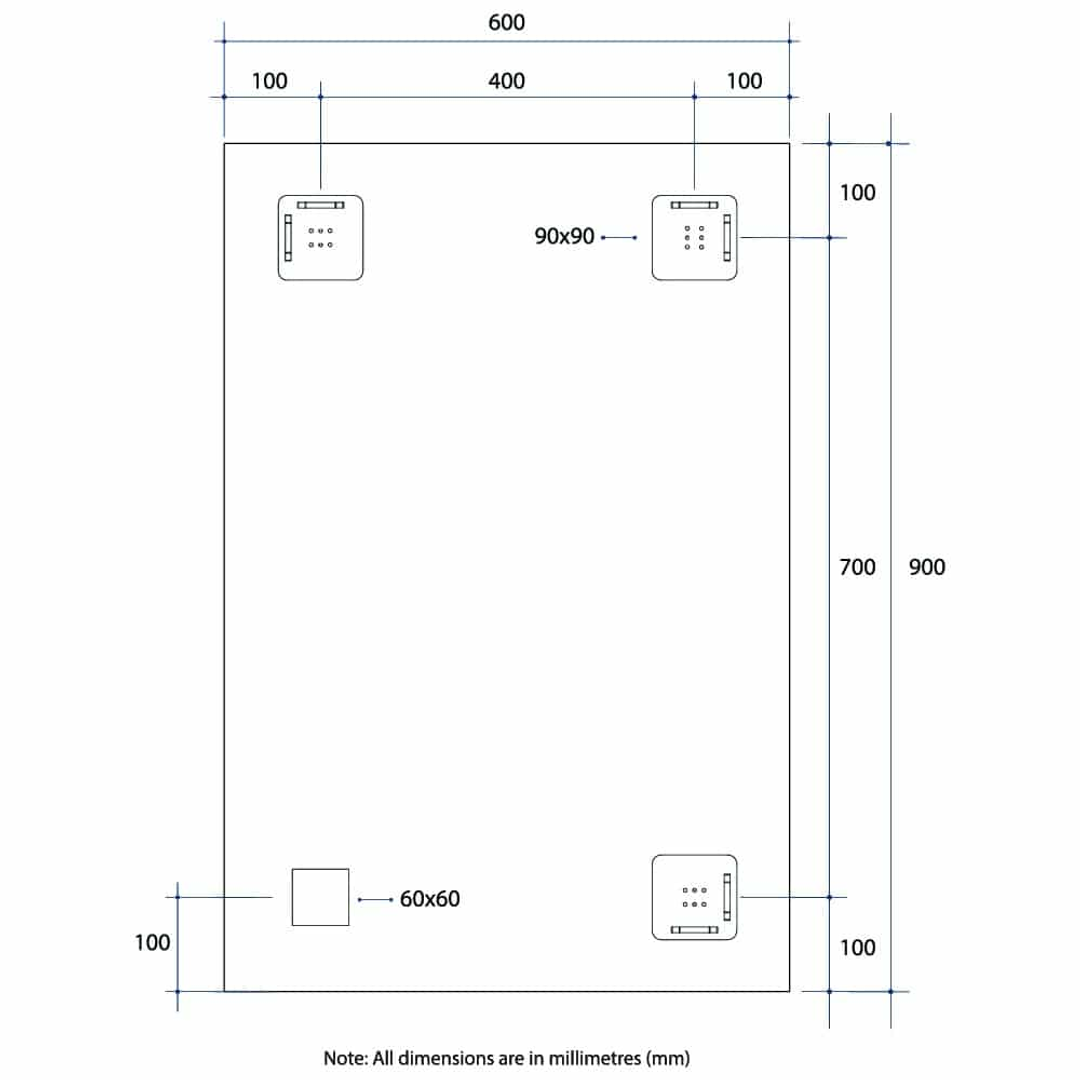 Thermogroup Montana Rectangle 25mm Bevel Edge Mirror 600x900mm - With Hangers and Demister