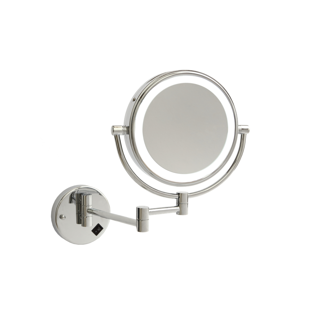 1 & 5x Magnification Chrome Wall Mounted Thermogroup Shaving Thermogroup Mirror, 200mm Diameter with Concealed Wiring