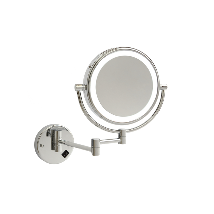 Thermogroup 1 & 5x Magnification Chrome Wall Mounted Shaving Mirror, 200mm Diameter with Concealed Wiring