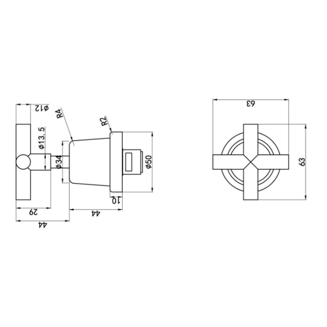 Aspire Air Cross Handle Wall Top Assemblies - Brushed Nickel