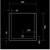 Aspire Lightweight Shower Base 900X900 Smc Cntr R/Outlt - White