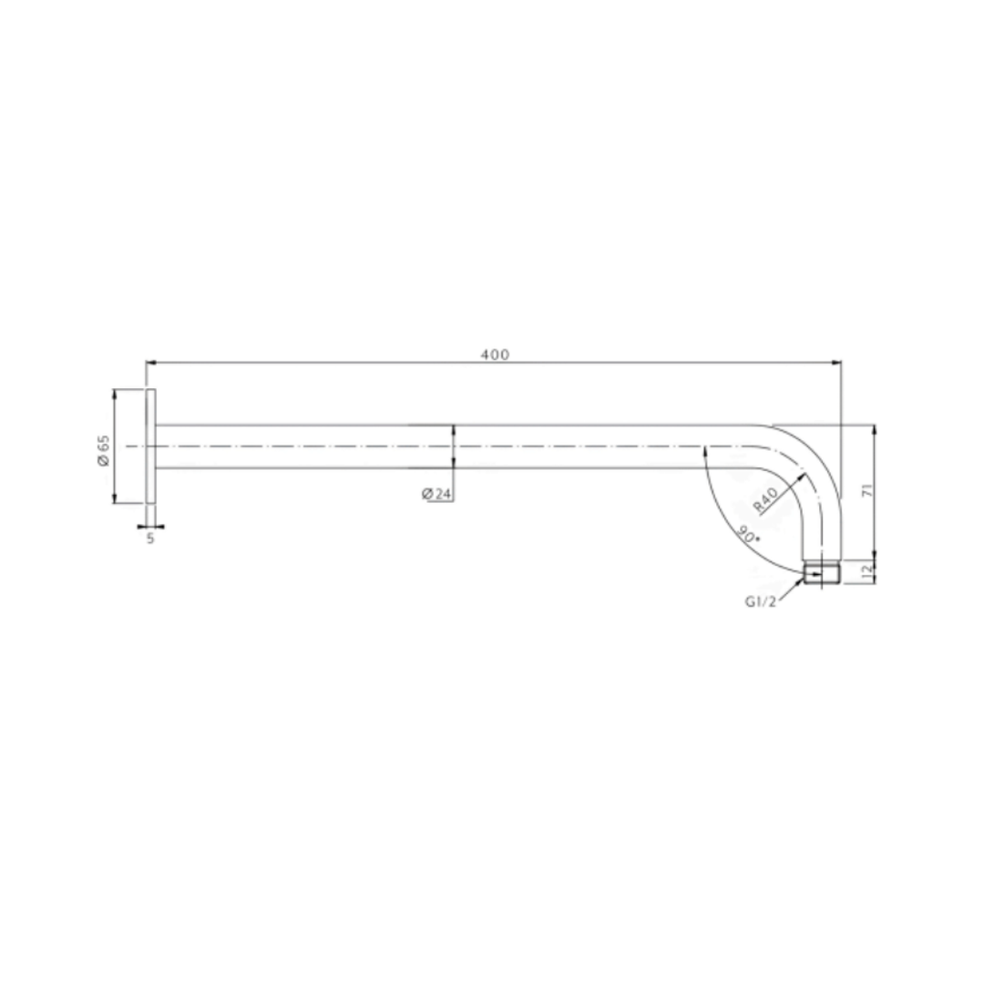 Aspire Air 400mm Shower Arm - Brushed Brass
