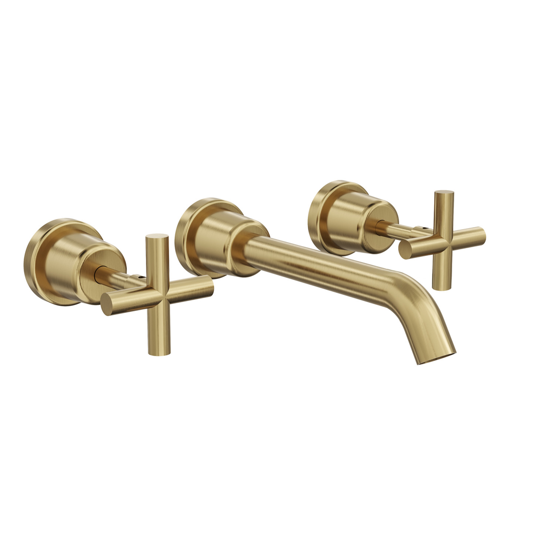 Aspire Air Cross Handle 3 Piece Basin/Bath Set - Brushed Brass