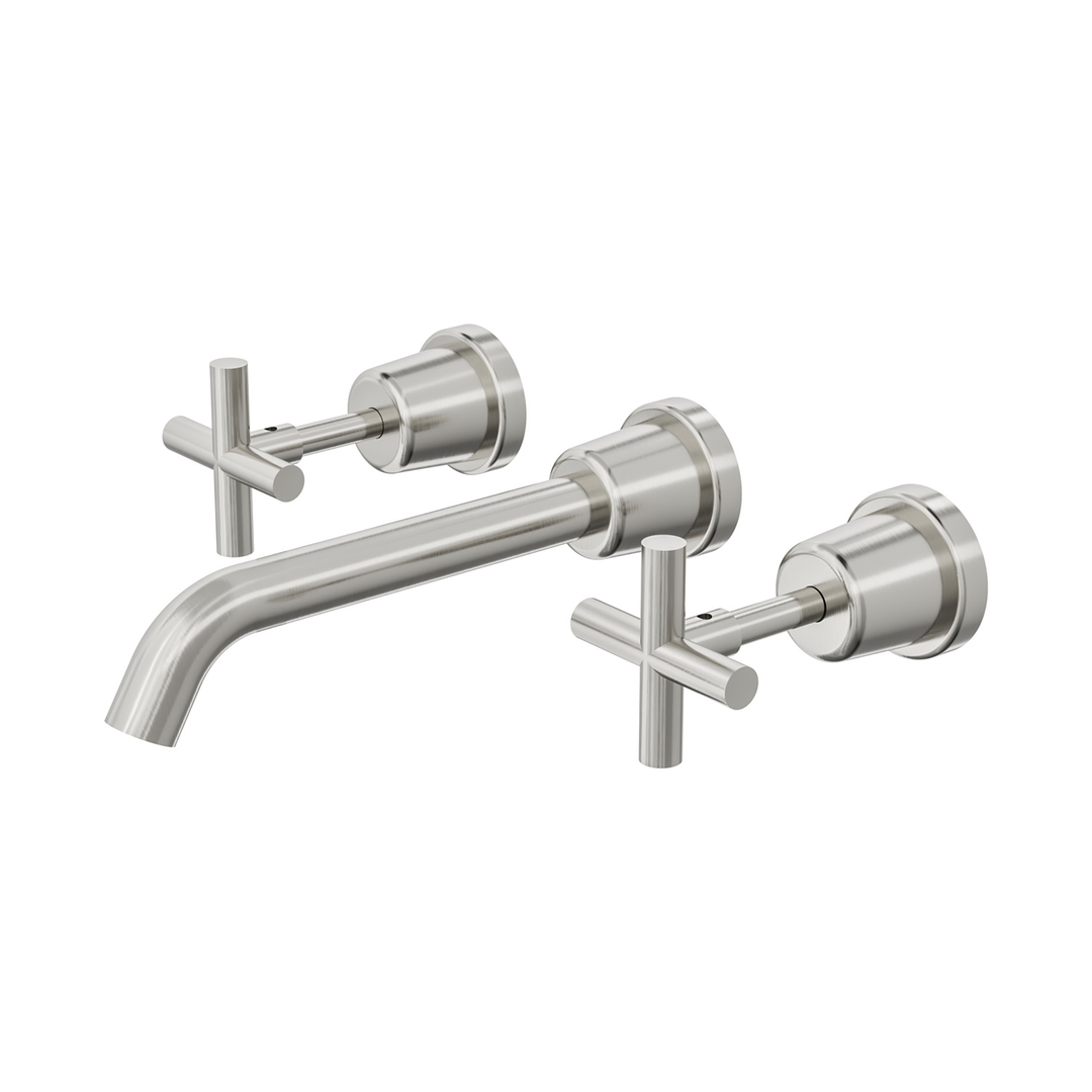 Aspire Air Cross Handle 3 Piece Basin/Bath Set - Brushed Nickel