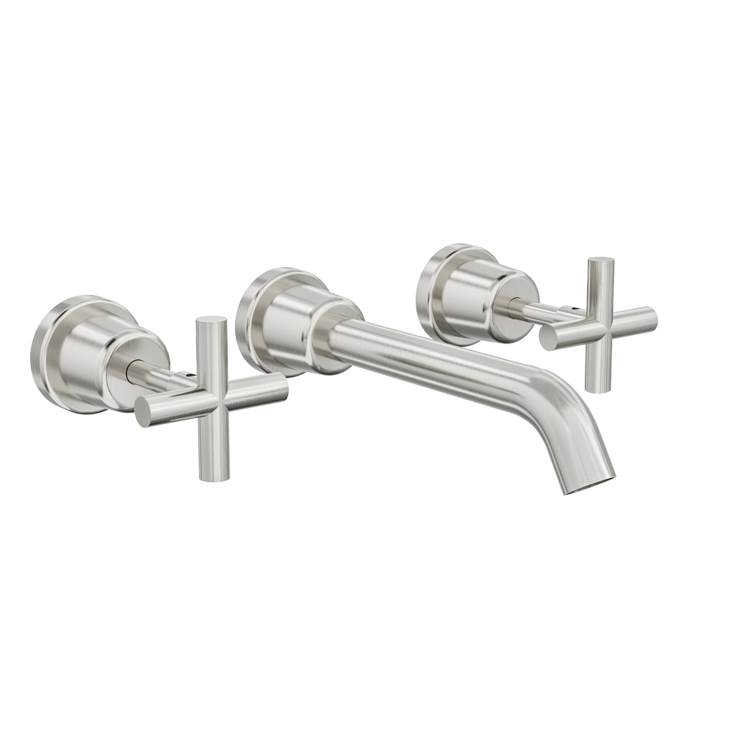 Aspire Air Cross Handle 3 Piece Basin/Bath Set - Brushed Nickel