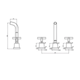 Aspire Air Cross Handle 3 Piece Basin/Bath Set - Brushed Nickel
