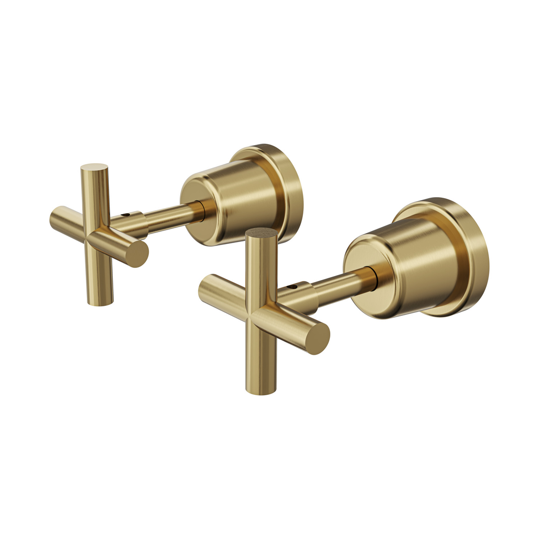 Aspire Air Cross Handle Wall Top Assemblies - Brushed Brass