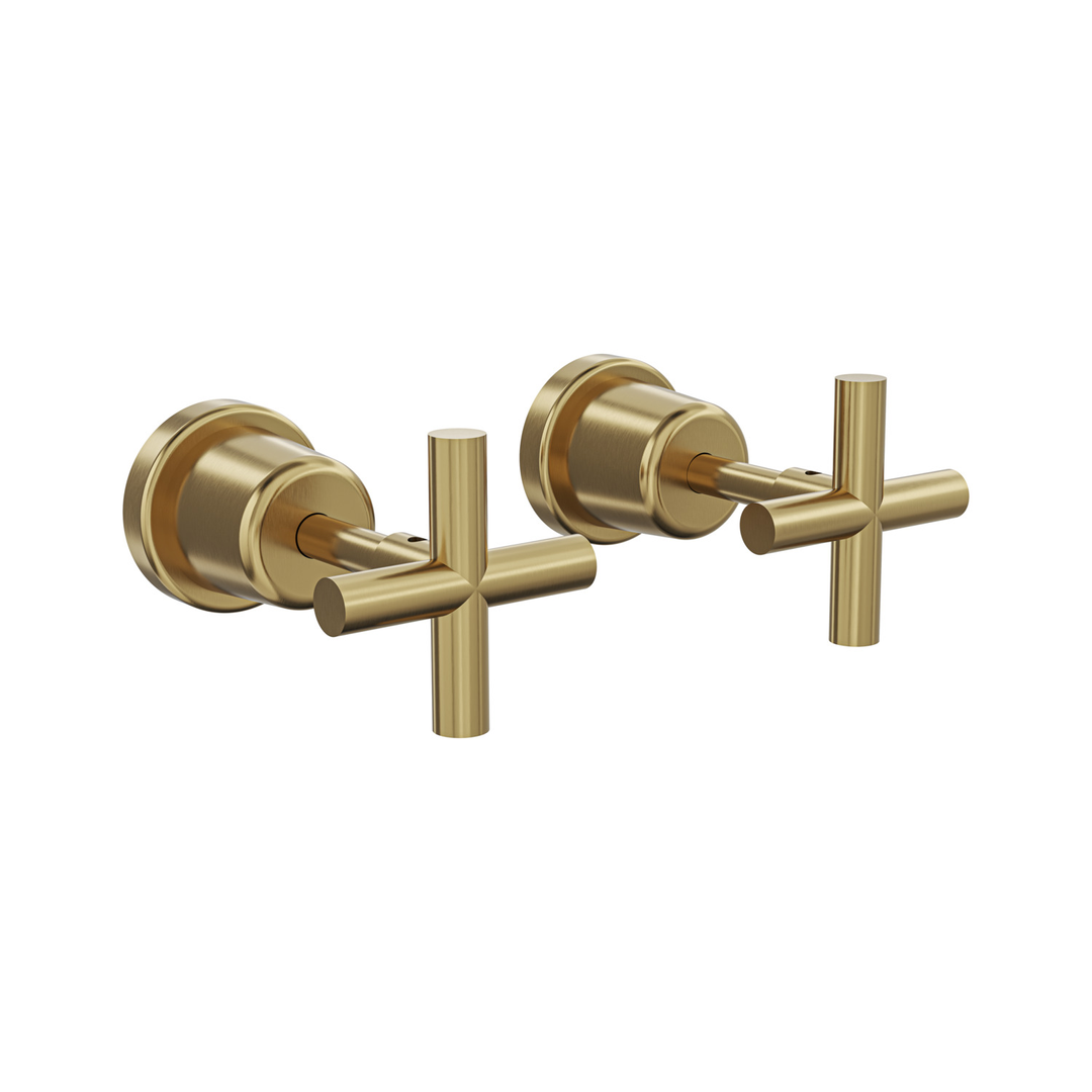 Aspire Air Cross Handle Wall Top Assemblies - Brushed Brass