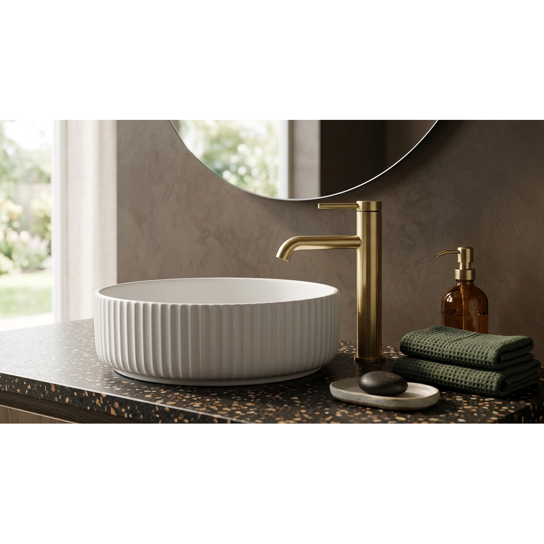 Aspire Air Pin Lever Basin Mixer - Brushed Brass