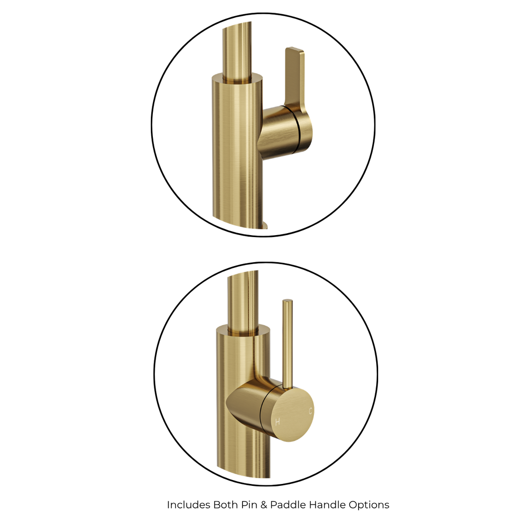Aspire Air Pin Lever Kitchen Mixer (Non-Pullout Pin And Paddle Inc) - Brushed Brass