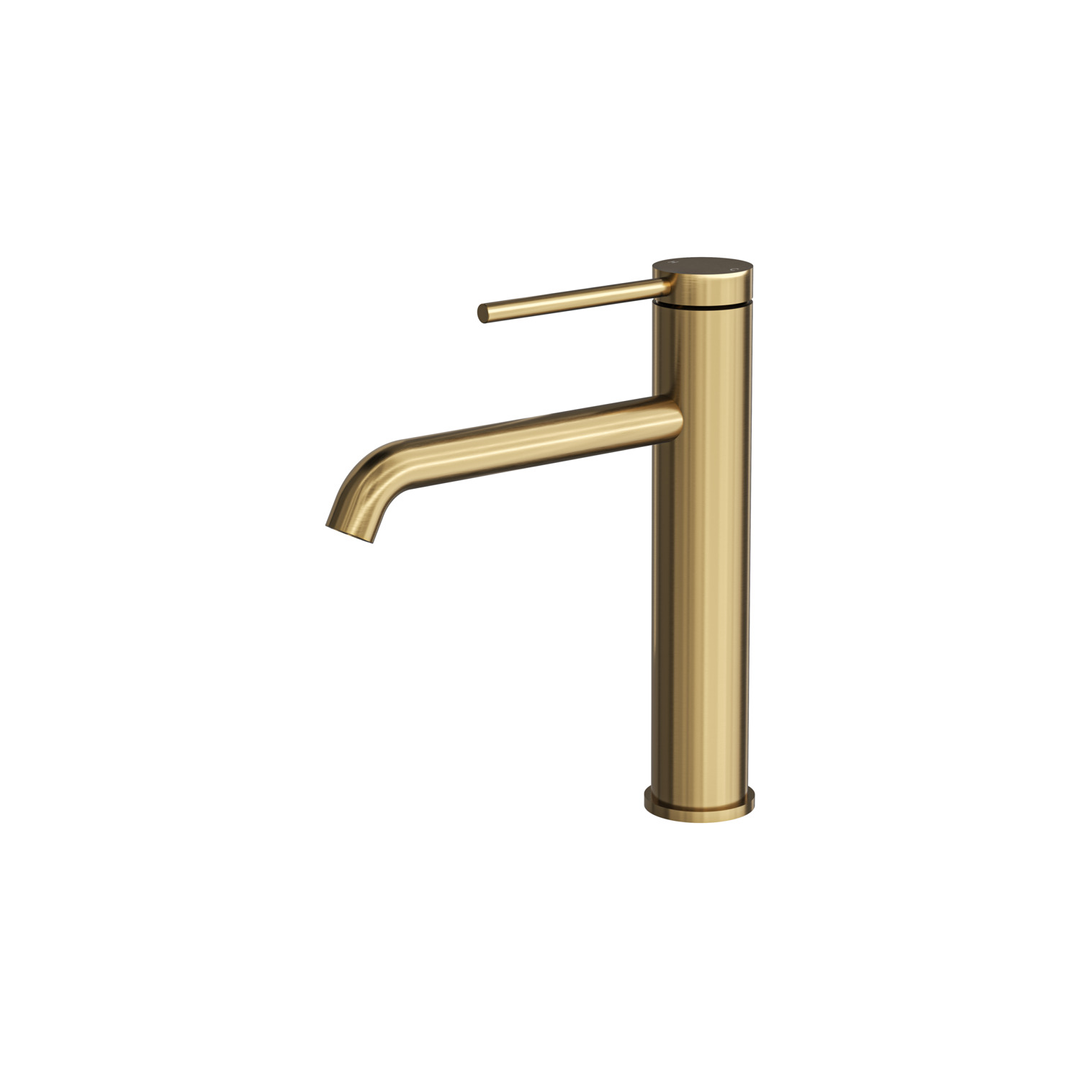 Aspire Air Pin Lever Mid Basin Mixer - Brushed Brass