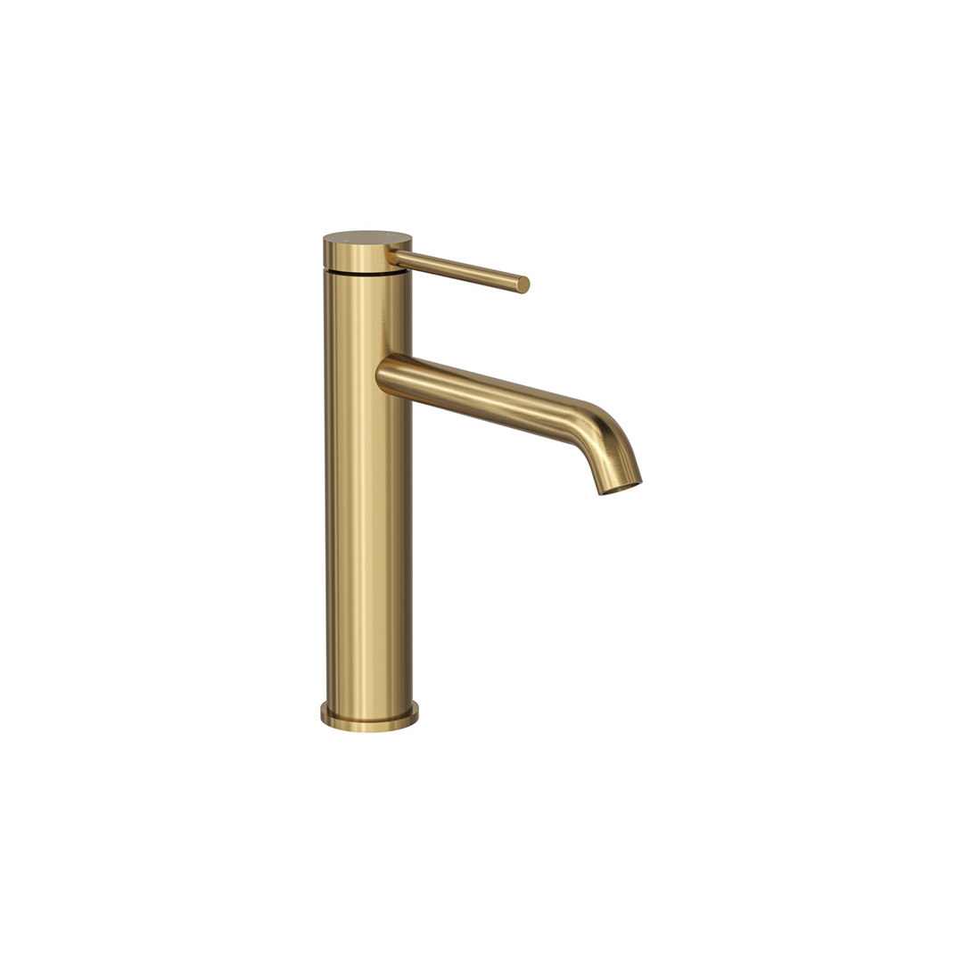 Aspire Air Pin Lever Mid Basin Mixer - Brushed Brass