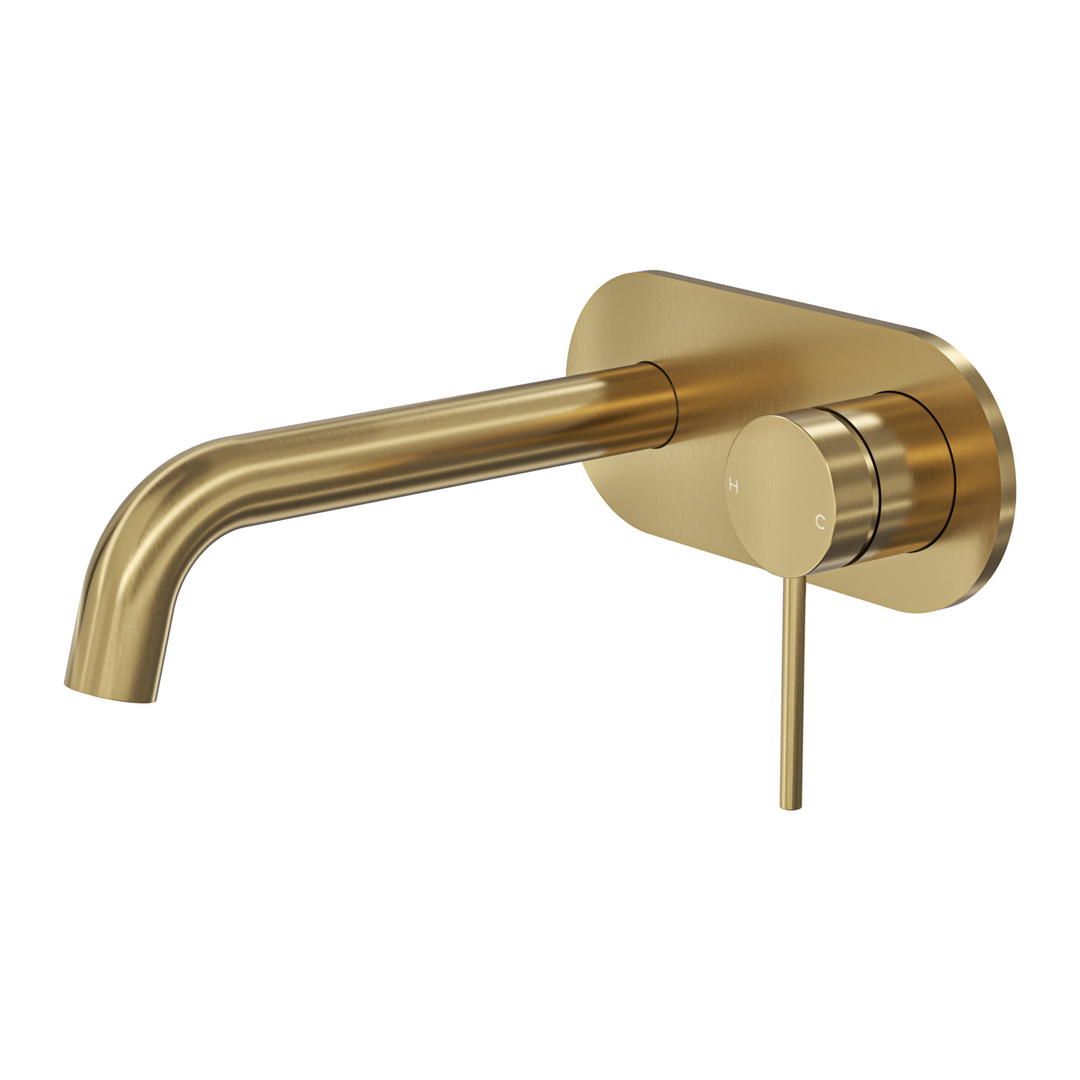 Aspire Air Wall Mixer With Spout And Plate - Brushed Brass