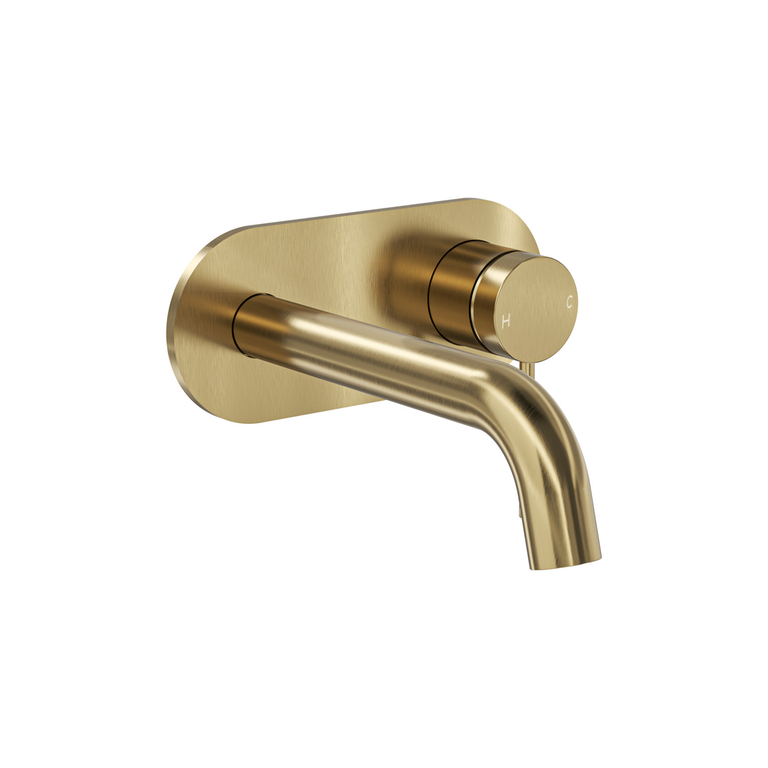 Aspire Air Wall Mixer With Spout And Plate - Brushed Brass