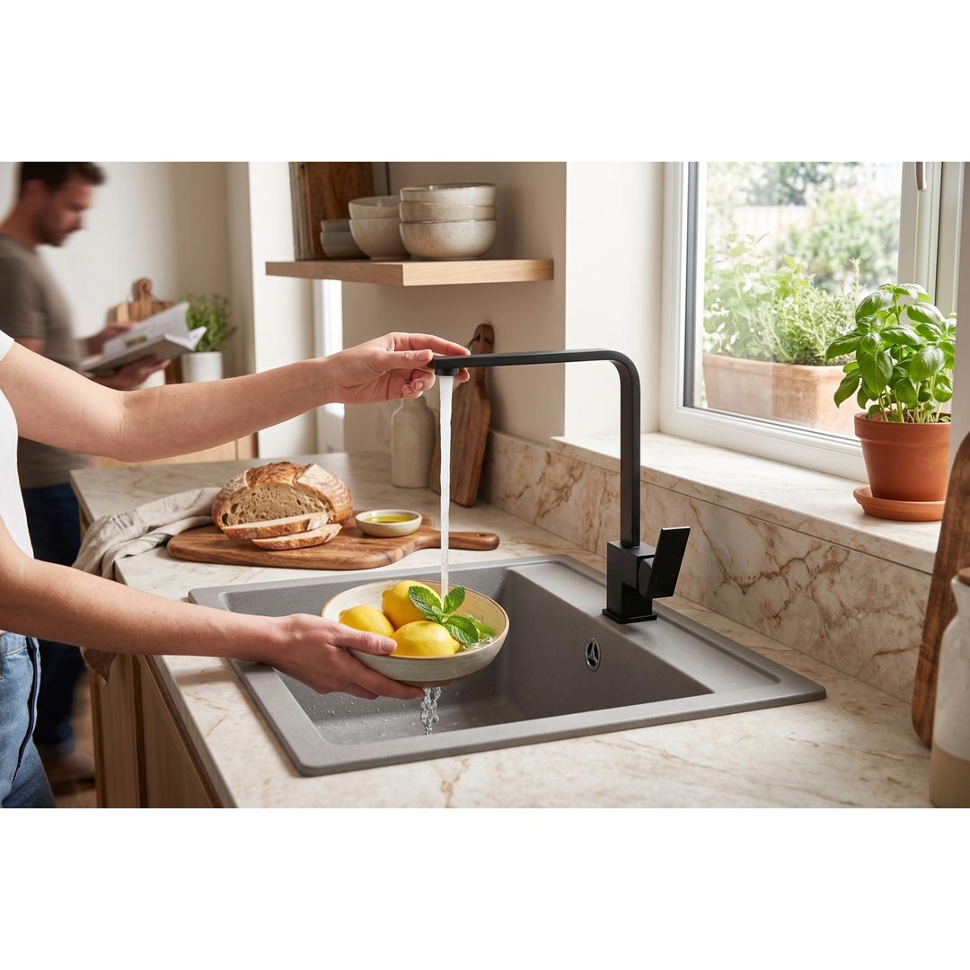 Aspire Midnight Sink Mixer Swivel - Matte Black