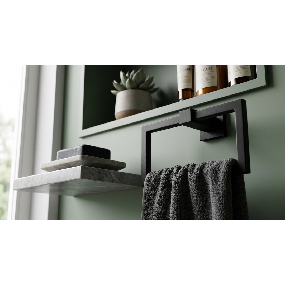 Aspire Midnight Towel Ring - Matte Black