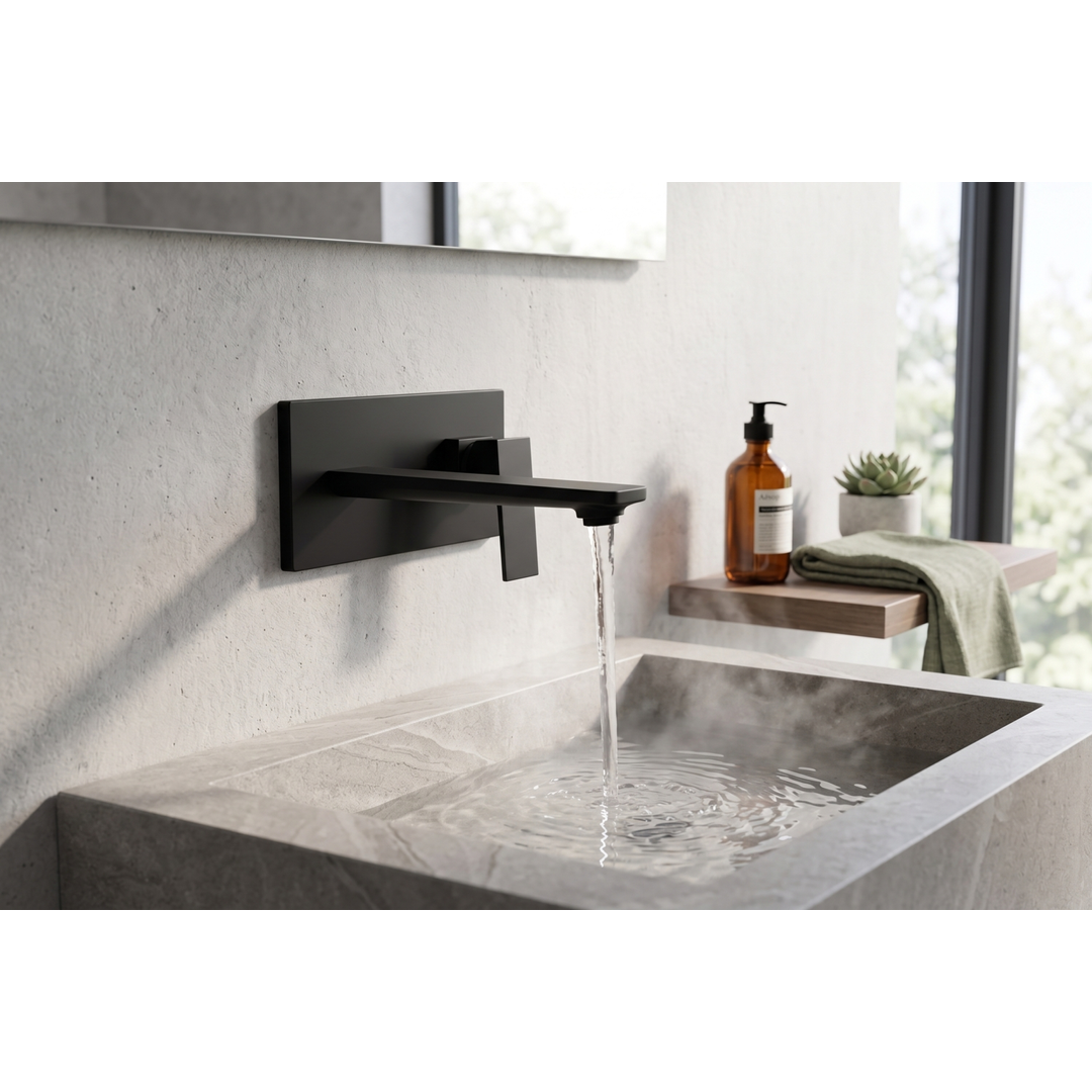 Aspire Midnight Wall Mixer W/T Spout - Matte Black
