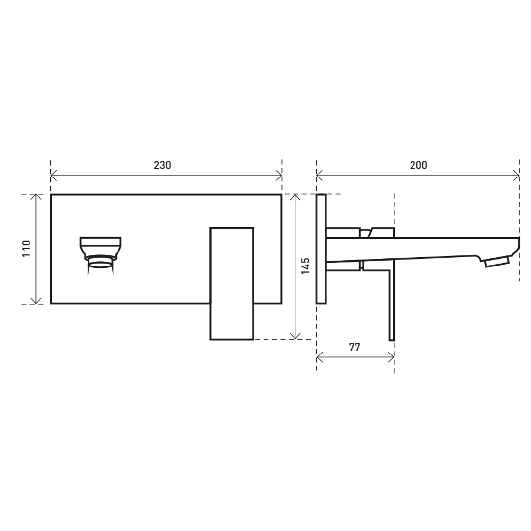 Aspire Midnight Wall Mixer W/T Spout - Matte Black