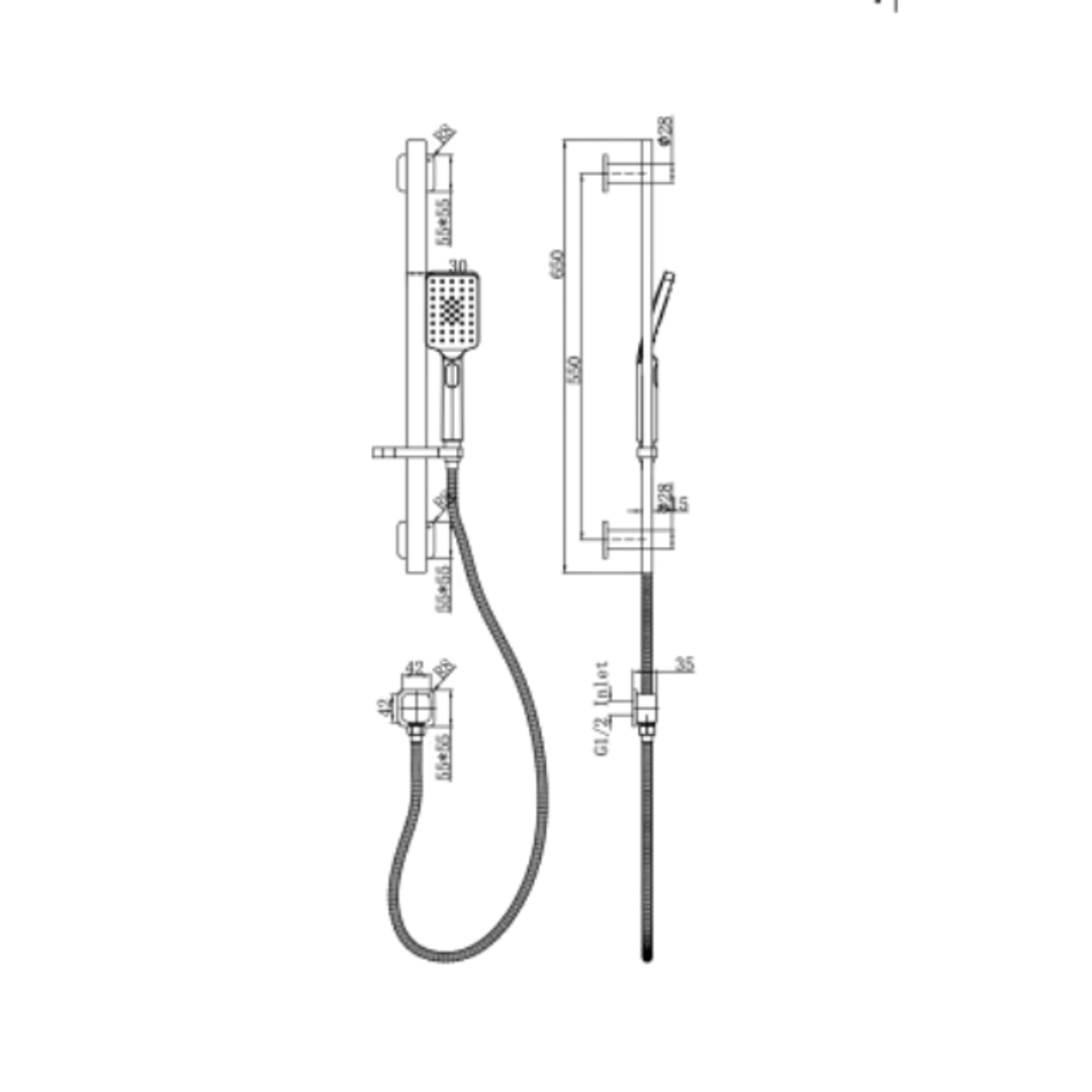 Aspire Nuovo Rail Shower - Brushed Nickel