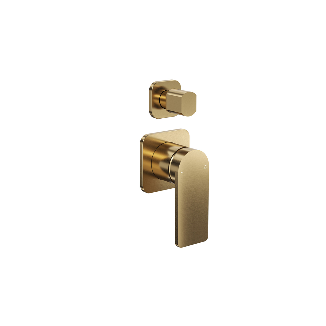 Aspire Nuovo Shower/Bath Mixer Diverter (Separate Plate) - Brushed Brass