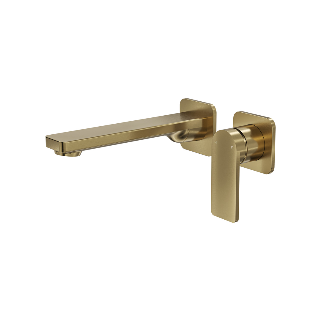 Aspire Nuovo Wall Basin/Bath Mixer (Separate Plate) - Brushed Brass