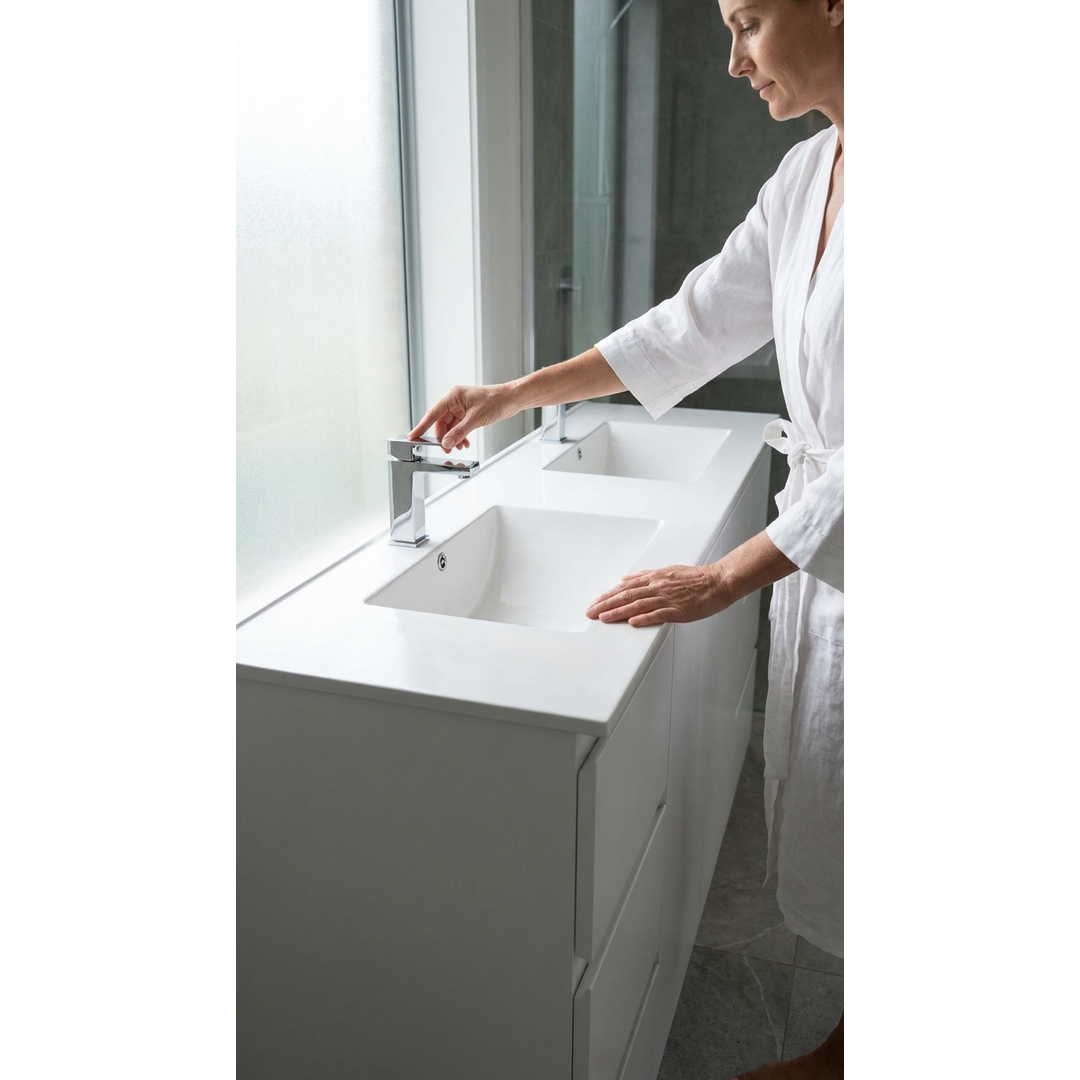 Aspire Unity II 1500 D/Bowl Vanity F/Stand - White 1 Tap Hole
