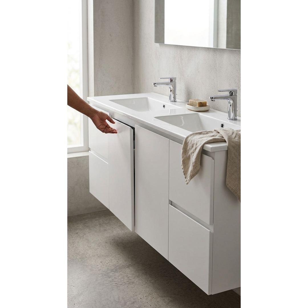 Aspire Unity II 1500 D/Bowl W/Hung Vanity - White 1 Tap Hole