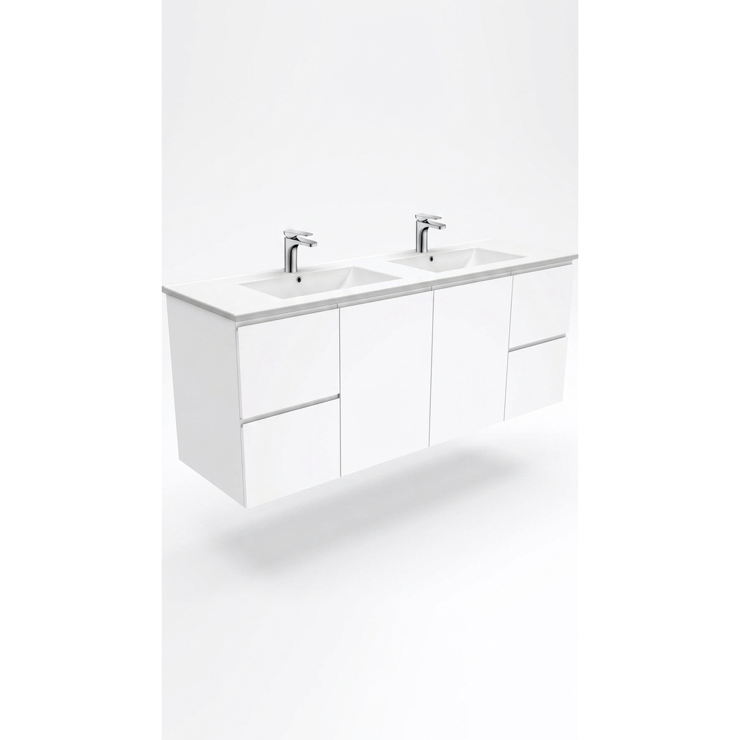 Aspire Unity II 1500 S/Bowl Vanity W/Hung China Top - White 1 Tap Hole