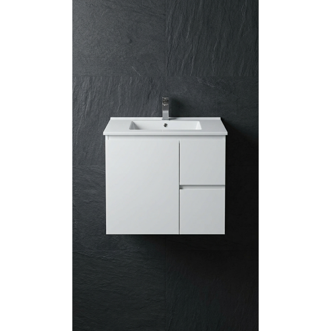 Aspire Unity II 750 Vanity 1 Tap Hole W/Hung C/W Sq Ceramic Top - White