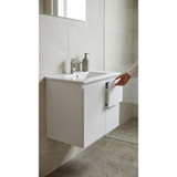 Aspire Unity II 750 Vanity 1 Tap Hole W/Hung C/W Sq Ceramic Top - White
