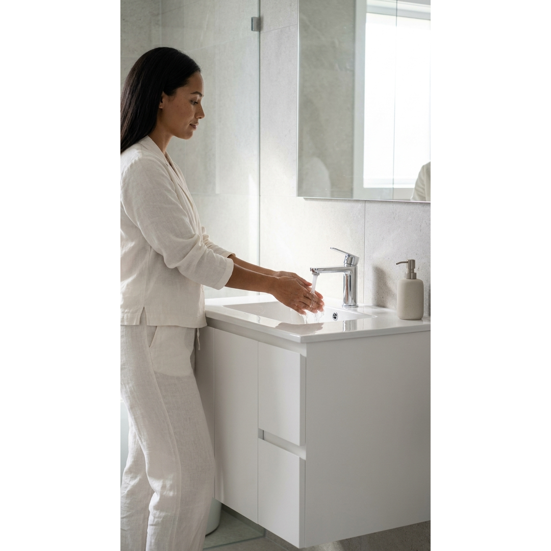 Aspire Unity II 900 Wall Hung Vanity 1 Tap Hole C/Q Sq Ceramic Top - White