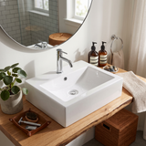 Aspire Unity Square Above Counter Basin - White 1 Tap Hole 510X410