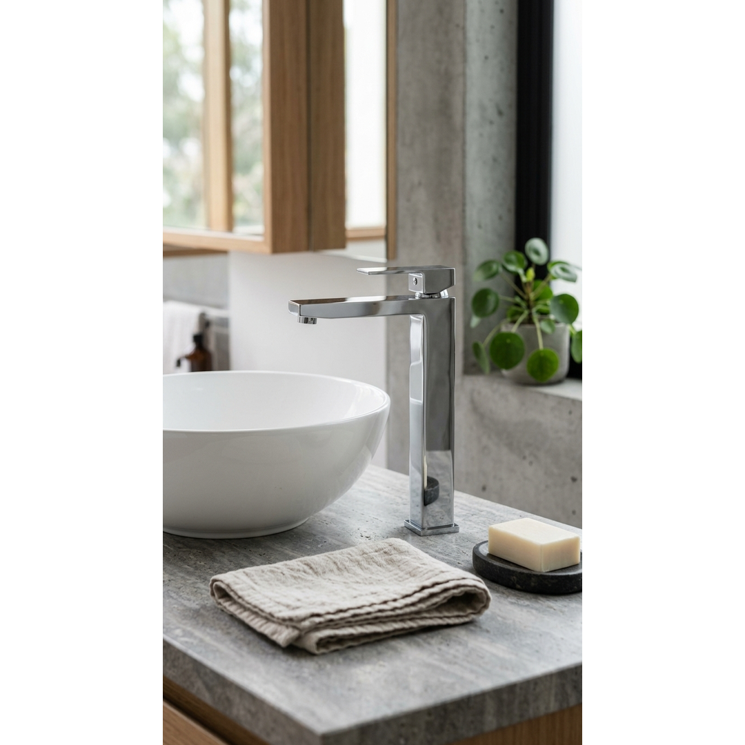 Aspire Unity Square Hi Rise Vessel Mixer - Chrome