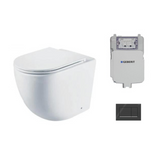 Aspire Urban II Wf Inwall Suite Square Black Button Cistern Seat & Pan