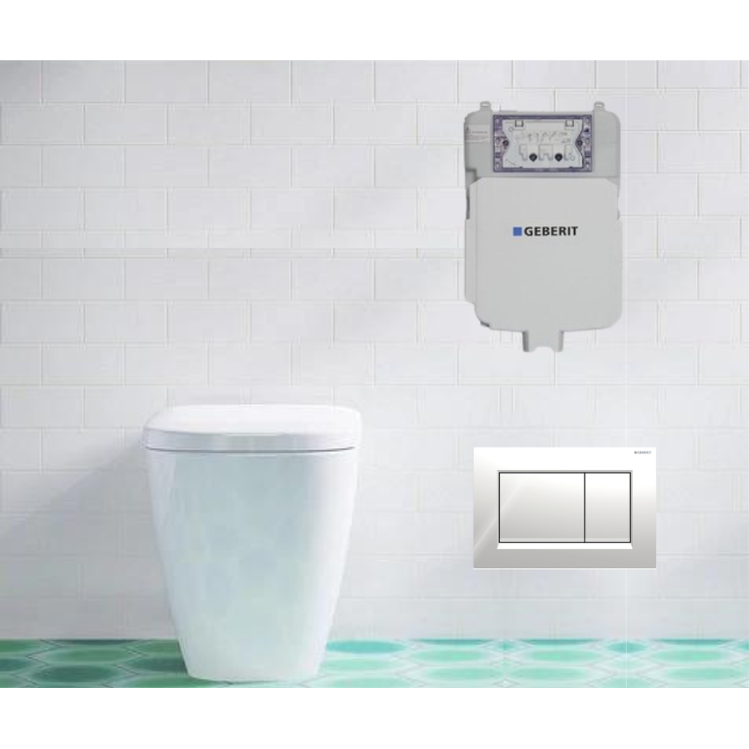 Aspire Urban II Wf Inwall Suite Square C/P Button Cistern Seat & Pan